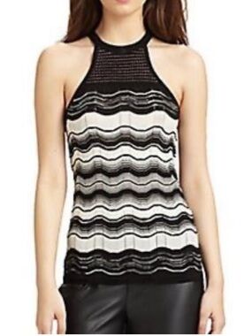MISSIONI Halter Neck Top/Dress Black Cream Chevron Women's Size 4